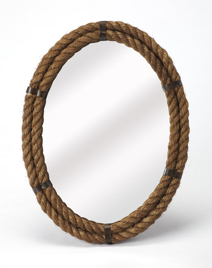 Butler Specialty Company - Darby Oval Rope Wall Mirrored, Light Brown - 3961120