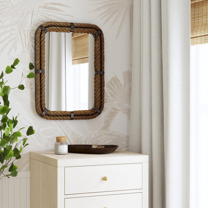Butler Specialty Company - Darby Rectangular Rope Wall Mirrored, Light Brown - 3962120 view 3