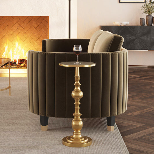 Butler Specialty Company - Darien 10 in. Round Indoor Metal Pedestal Side Table, Bronze - 4324226