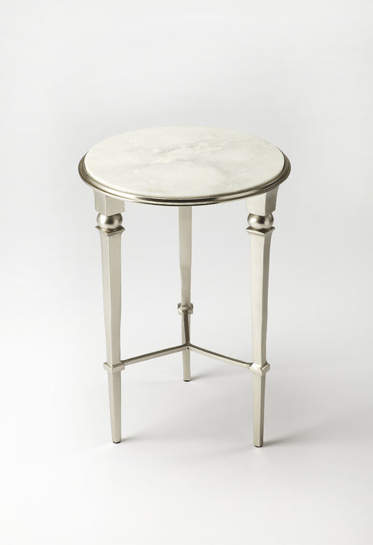Butler Specialty Company - Darrieux 16 in. W Round Marble & Metal Side Table, Silver - 3667260