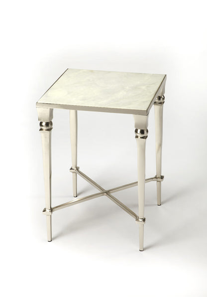 Butler Specialty Company - Darrieux 16 in. W Square Marble & Metal Side Table, Silver - 3677260