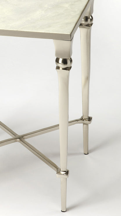 Butler Specialty Company - Darrieux 16 in. W Square Marble & Metal Side Table, Silver - 3677260