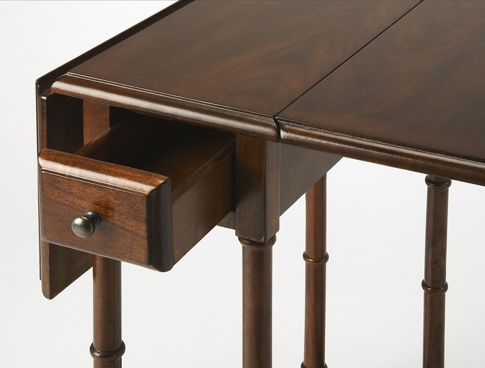 Butler Specialty Company - Darrow 24 in. W Rectangular Wood 1 Drawer Drop-Leaf Side Table, Medium Brown - 2334040