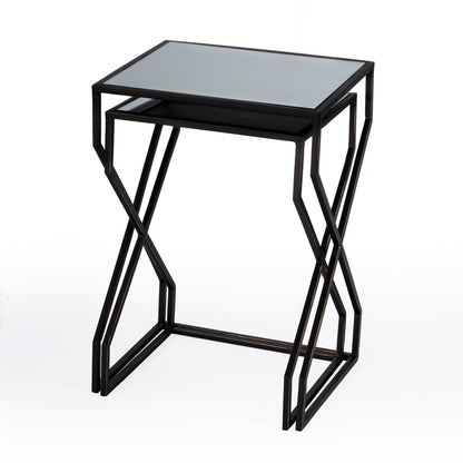 Butler Specialty Company - Demi Modern Mirror & Iron Set of 2 Nesting Tables, Black - 5605025_CLOSEOUT