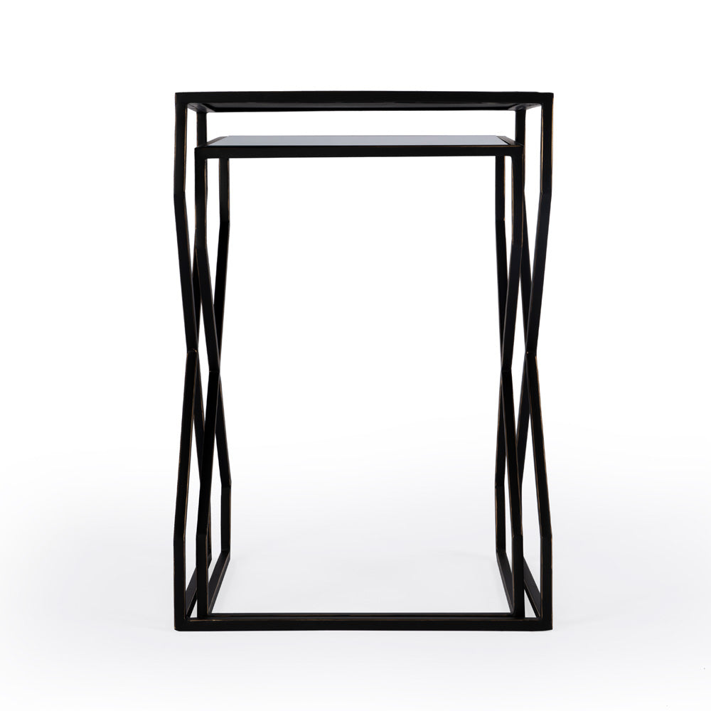 Butler Specialty Company - Demi Modern Mirror & Iron Set of 2 Nesting Tables, Black - 5605025_CLOSEOUT