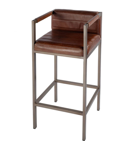 Butler Specialty Company Dennis 31 in. Seat Height Leather and Iron Accent Stool  - Brown - 5907344 view 1
