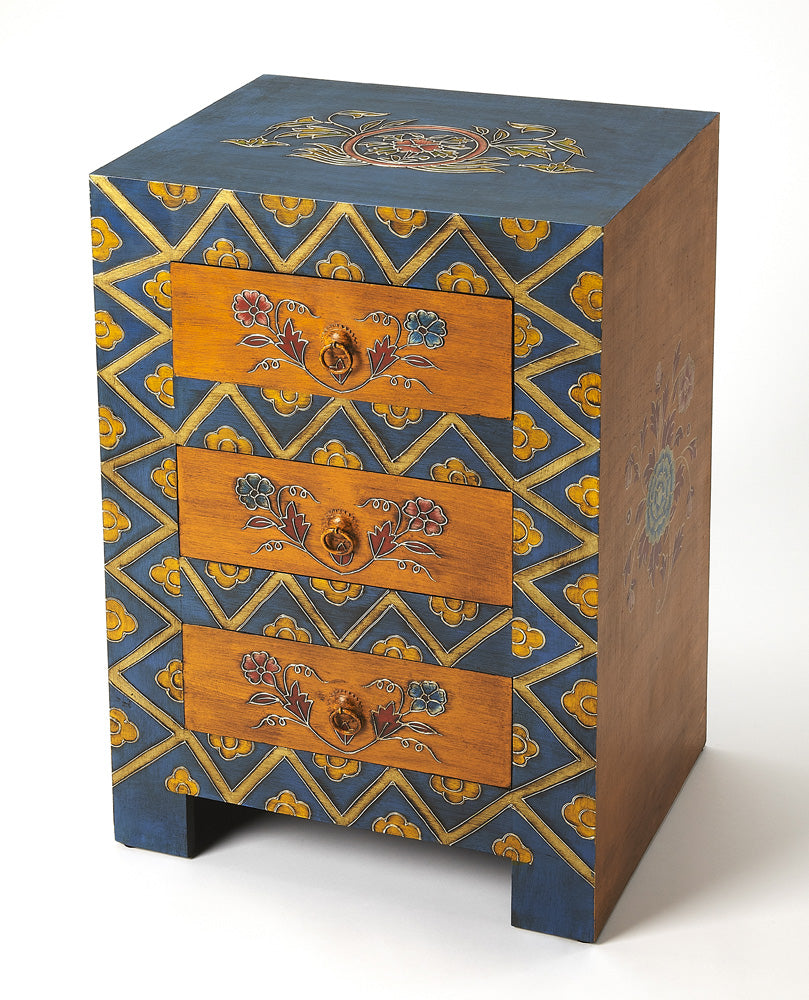 Butler Specialty Company - Artifacts - Dharma 20 in. W Rectangular 3 Drawer Hand Painted Wood Accent Chest, Assorted - 1173290