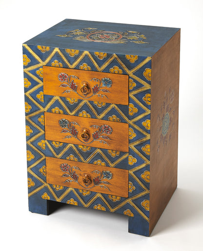 Butler Specialty Company - Artifacts - Dharma 20 in. W Rectangular 3 Drawer Hand Painted Wood Accent Chest, Assorted - 1173290