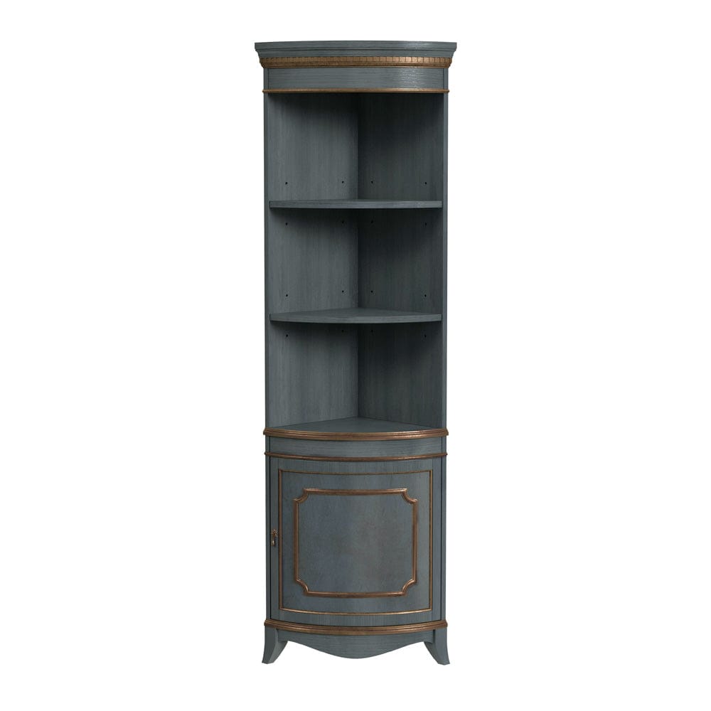 Butler Specialty Company - Dowling 24 in. W x 73 in. H Quarter Round Wood Corner Cabinet w 3 Open Shelves and 1 Lower Storage Cabinet, Pastel Blue - 3621483 view 1