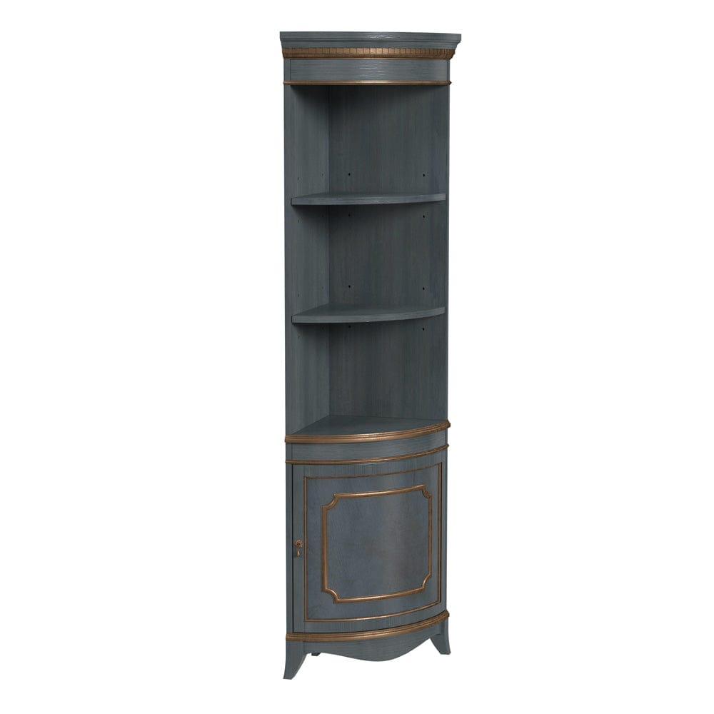 Butler Specialty Company - Dowling 24 in. W x 73 in. H Quarter Round Wood Corner Cabinet w 3 Open Shelves and 1 Lower Storage Cabinet, Pastel Blue - 3621483 view 2
