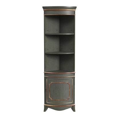 Butler Specialty Company - Dowling 24 in. W x 73 in. H Quarter Round Wood Corner Cabinet w 3 Open Shelves and 1 Lower Storage Cabinet, Pastel Green - 3621482 view 1