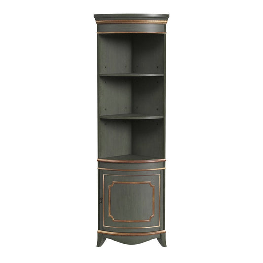 Butler Specialty Company - Dowling 24 in. W x 73 in. H Quarter Round Wood Corner Cabinet w 3 Open Shelves and 1 Lower Storage Cabinet, Pastel Green - 3621482 view 1