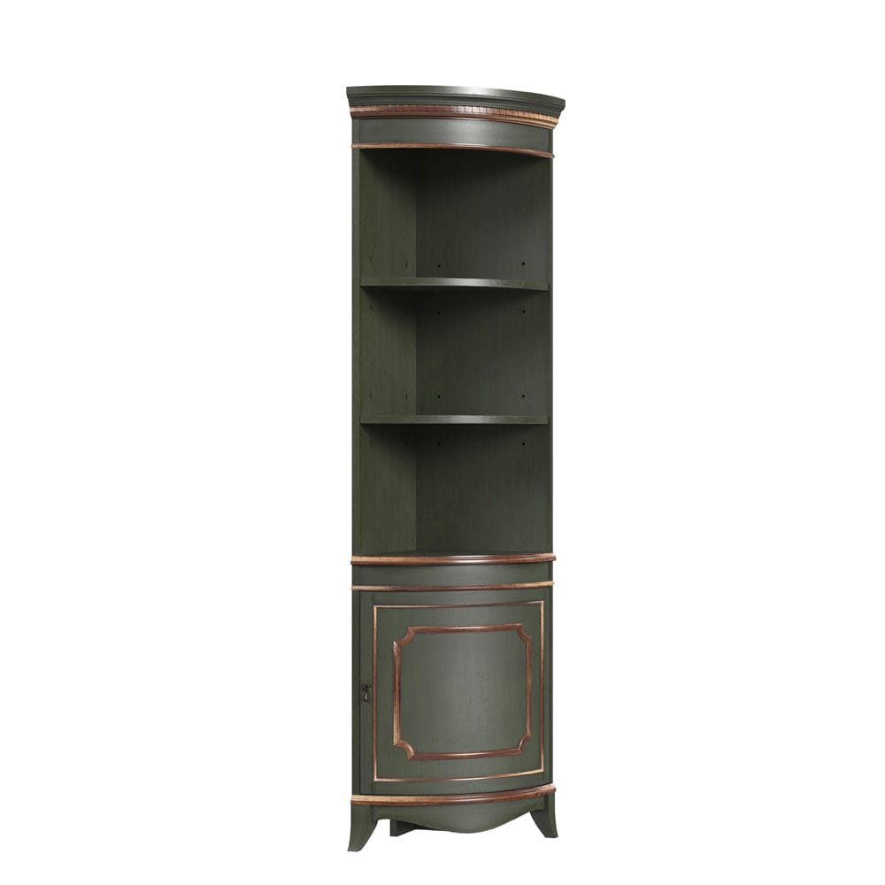 Butler Specialty Company - Dowling 24 in. W x 73 in. H Quarter Round Wood Corner Cabinet w 3 Open Shelves and 1 Lower Storage Cabinet, Pastel Green - 3621482 view 2
