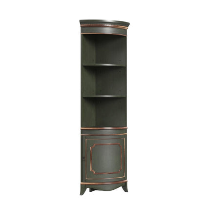 Butler Specialty Company - Dowling 24 in. W x 73 in. H Quarter Round Wood Corner Cabinet w 3 Open Shelves and 1 Lower Storage Cabinet, Pastel Green - 3621482 view 2