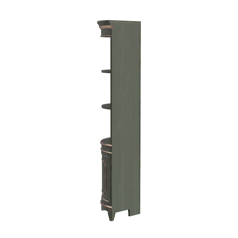 Butler Specialty Company - Dowling 24 in. W x 73 in. H Quarter Round Wood Corner Cabinet w 3 Open Shelves and 1 Lower Storage Cabinet, Pastel Green - 3621482 view 3