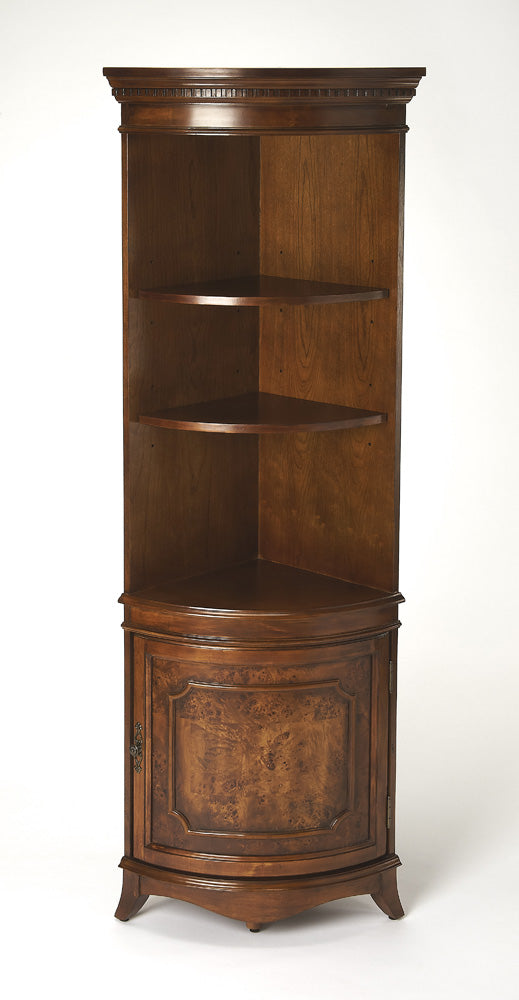 Butler Specialty Company - Dowling 24 in. W Quarter Round Wood 1 Door Accent Corner Storage Cabinet, Medium Brown - 3621101