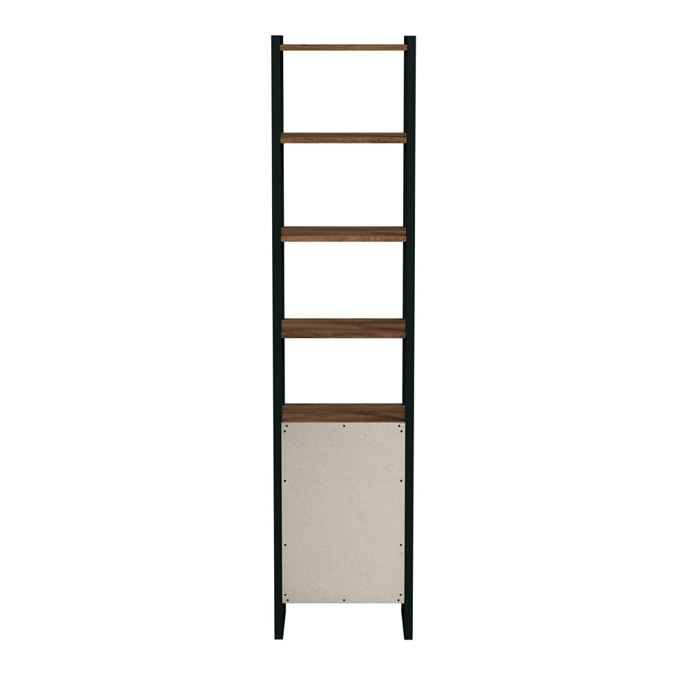 Butler Specialty Company - Drake 73 in. H x 17 in. W Wood & Metal Narrow Bookcase with Open & Closed Shelf Storage, Medium Brown - 5576421