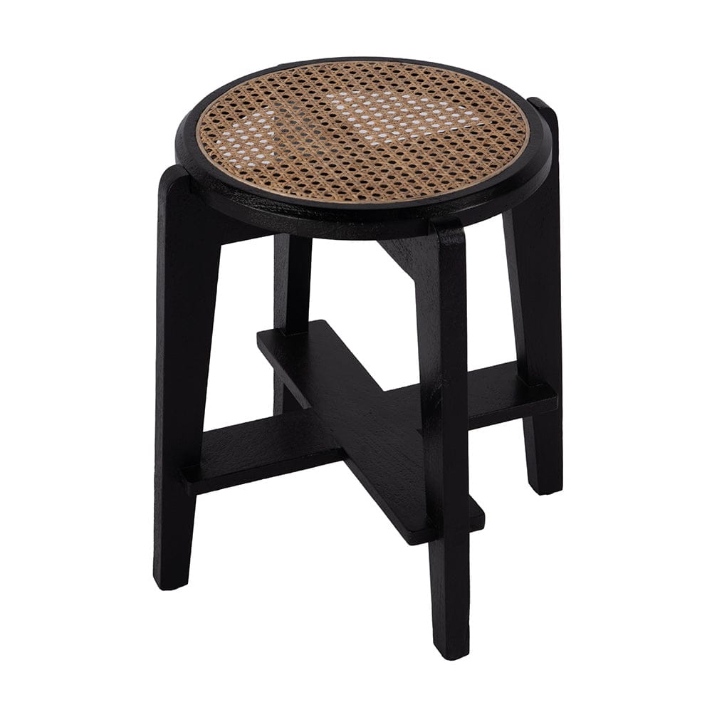 Butler Specialty Company - Dryden 18 in. Seat Height Round Cane and Wood Backless Stool, Black, Natural - 5860140 View 1