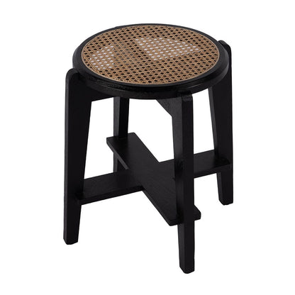 Butler Specialty Company - Dryden 18 in. Seat Height Round Cane and Wood Backless Stool, Black, Natural - 5860140 View 1