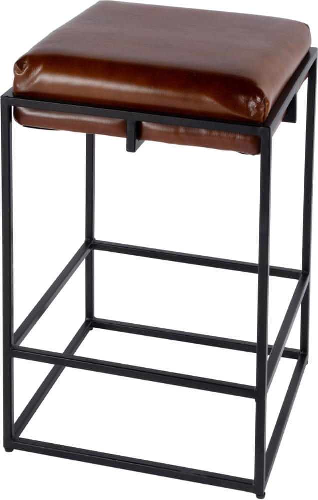 Butler Specialty Company Dudley 26 in Seat Height Leather and Iron Counter Stool  - Black,Brown - 5885344 view 1