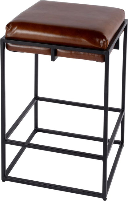 Butler Specialty Company Dudley 26 in Seat Height Leather and Iron Counter Stool  - Black,Brown - 5885344 view 1