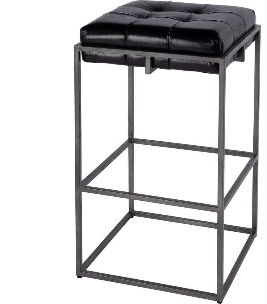 Butler Specialty Company Dudley 31 in. Seat Height Leather and Iron Bar Stool  - Black,Silver - 5886034 view 1