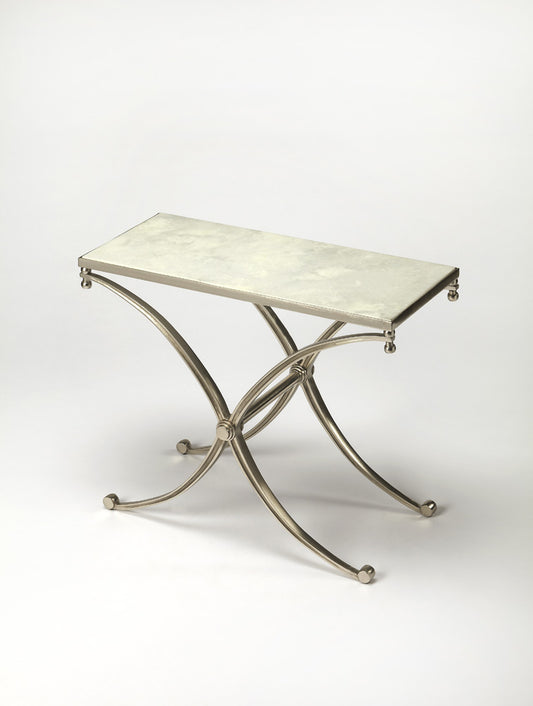 Butler Specialty Company - Duvall 28.25 in. W Rectangular Marble & Metal Side Table, Silver - 3675260_CLOSEOUT