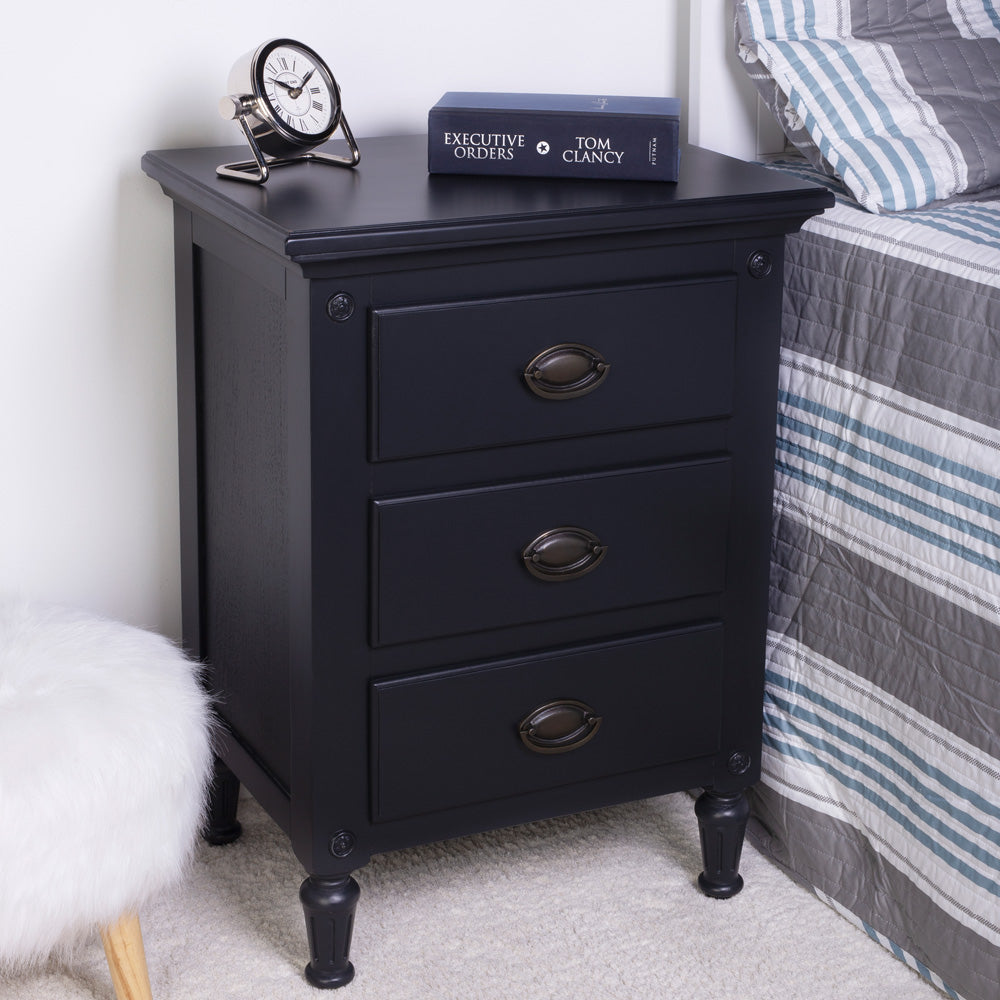 Butler Specialty Company - Easterbrook 21.5 in. W Rectangular Wood 3 Drawer Nightstand, Black - 9352295