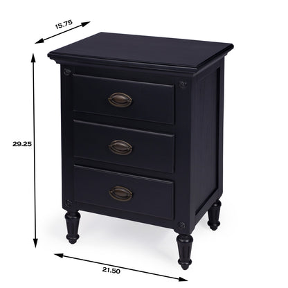 Butler Specialty Company - Easterbrook 21.5 in. W Rectangular Wood 3 Drawer Nightstand, Black - 9352295