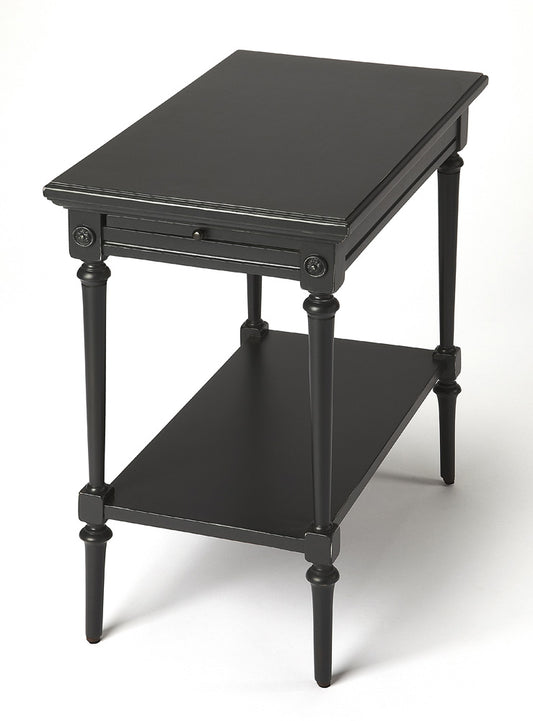 Butler Specialty Company - Easterbrook 14 in. Rectangular Wood End Table with Pull-out Tray and Lower Shelf, Black - 9355295
