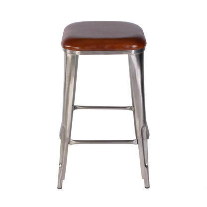 Butler Specialty Company - Eastham 30.75 in. Seat Height Leather and Iron Bar Stool w Footrest, Brown, Silver - 5972344 view 3