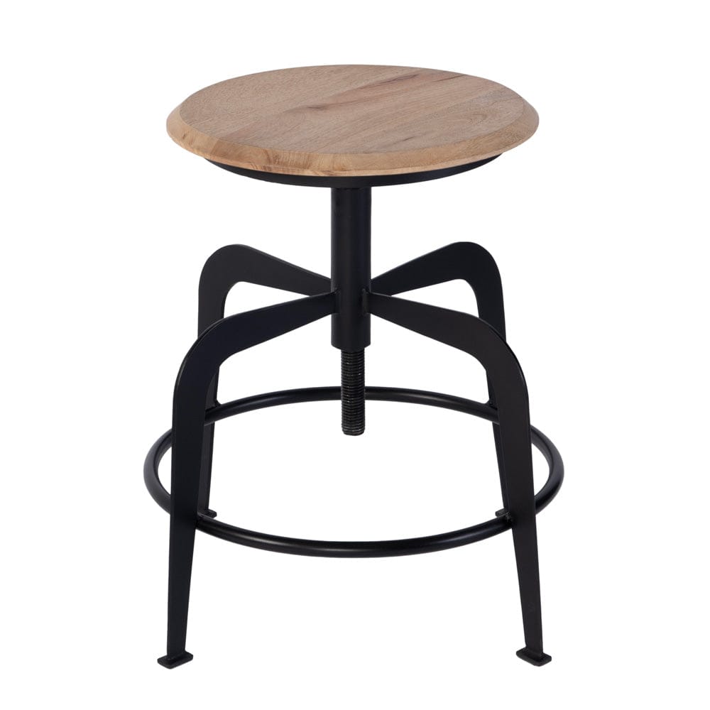 Butler Specialty Company - Edison 20-27 in. Adjustable Seat Height Iron and Wood Bar Stool, Black, Natural - 5970330 view 3