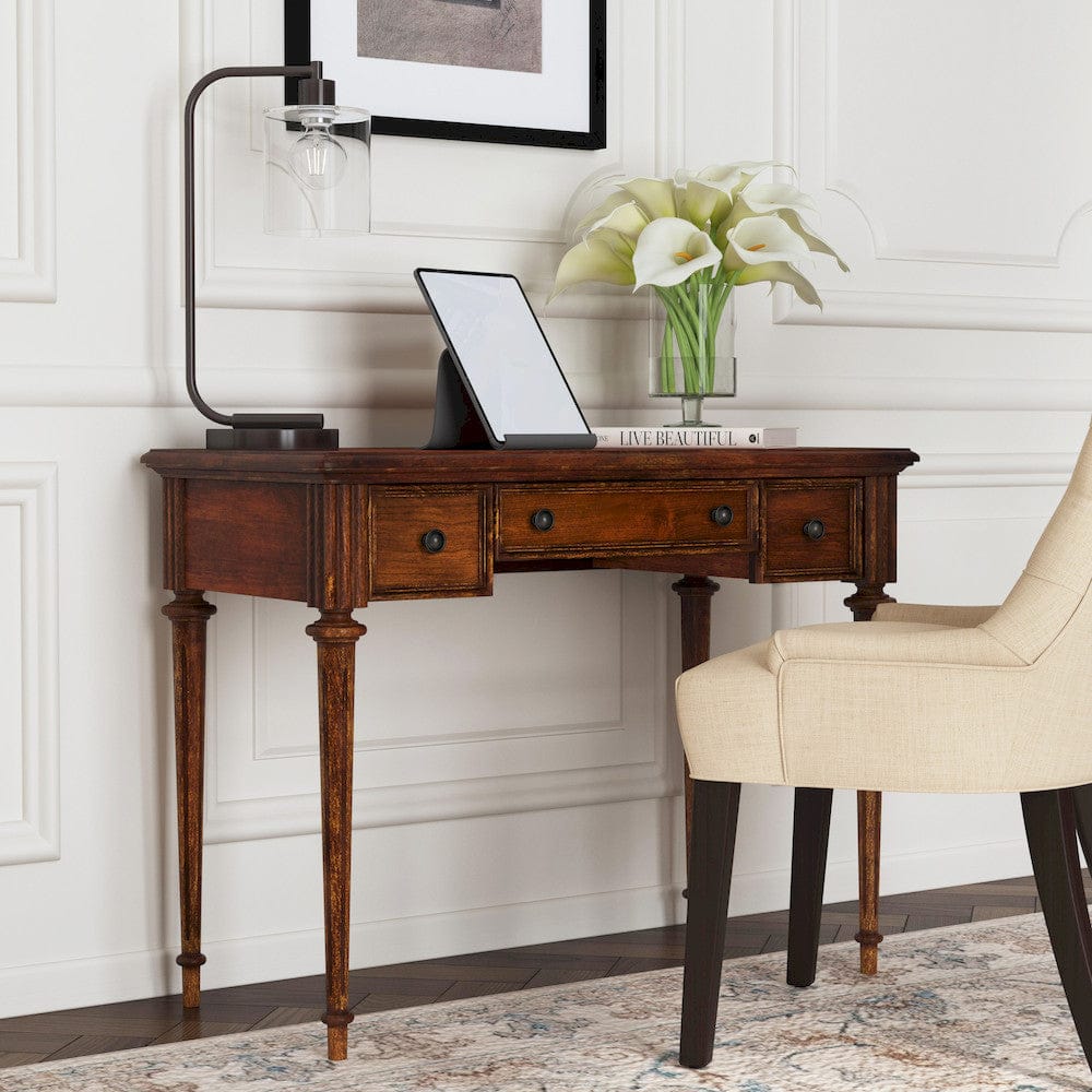 Butler Specialty Company - Edmund 38 in. W Rectangular Wood 3 Drawer Writing Desk, Medium Brown - 3746011 view 6
