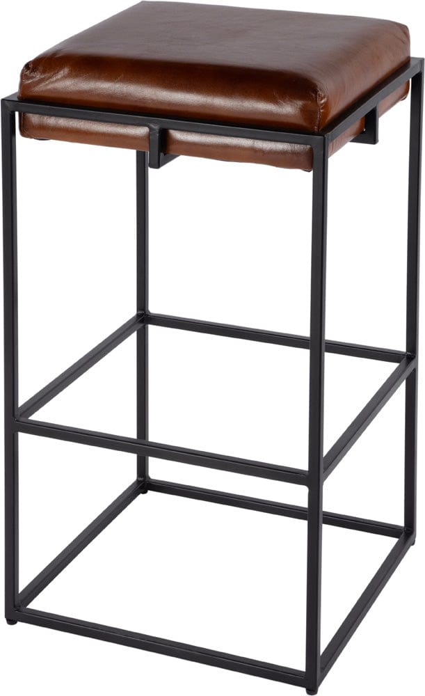 Butler Specialty Company Eldridge 31 in. Seat Height Leather and Iron Bar Stool  - Brown,Black - 5886344 view 1