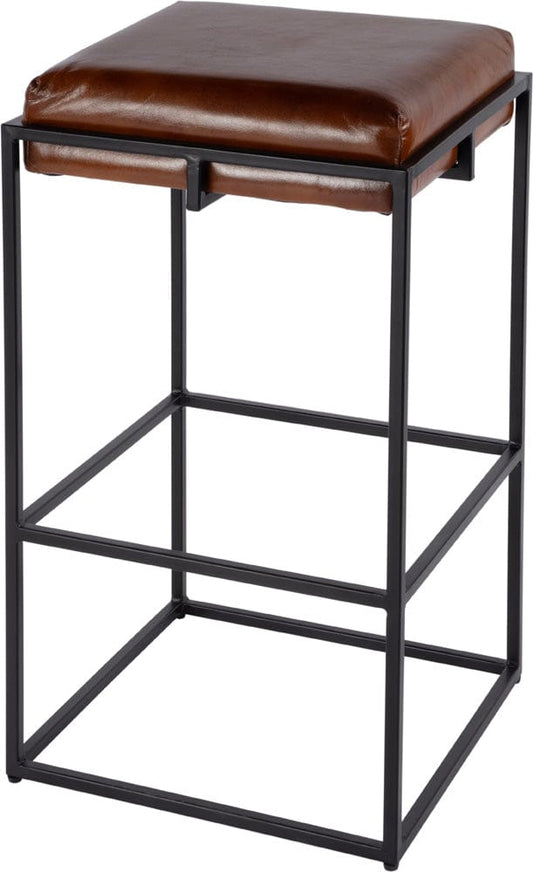Butler Specialty Company Eldridge 31 in. Seat Height Leather and Iron Bar Stool  - Brown,Black - 5886344 view 1