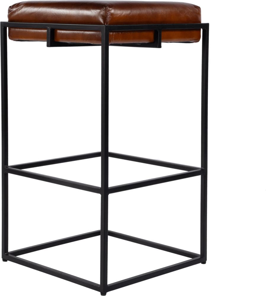 Butler Specialty Company Eldridge 31 in. Seat Height Leather and Iron Bar Stool  - Brown,Black - 5886344 view 2