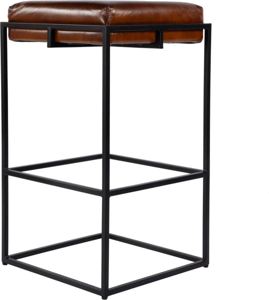Butler Specialty Company Eldridge 31 in. Seat Height Leather and Iron Bar Stool  - Brown,Black - 5886344 view 2