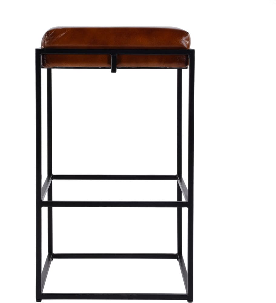 Butler Specialty Company Eldridge 31 in. Seat Height Leather and Iron Bar Stool  - Brown,Black - 5886344 view 3