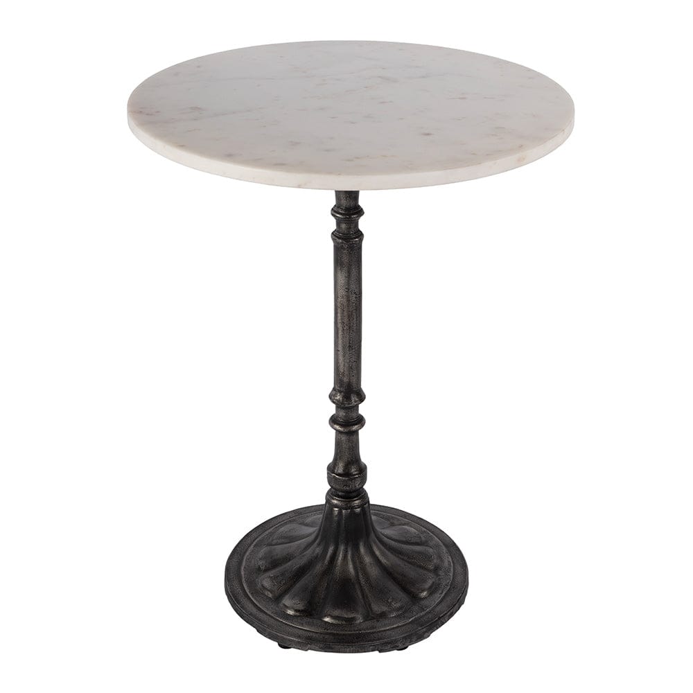 Butler Specialty Company - Elio 24 in. W Round Marble and Iron End/Side Accent Table, White and Black - 5871389 View 1