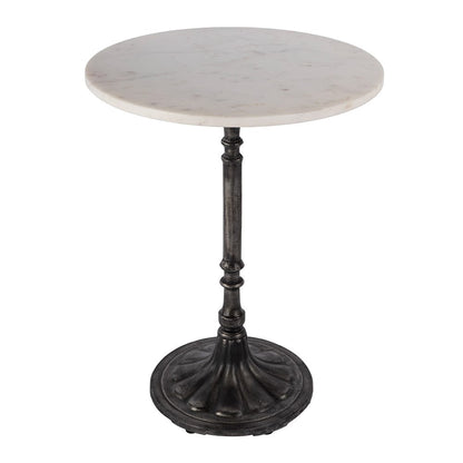 Butler Specialty Company - Elio 24 in. W Round Marble and Iron End/Side Accent Table, White and Black - 5871389 View 1