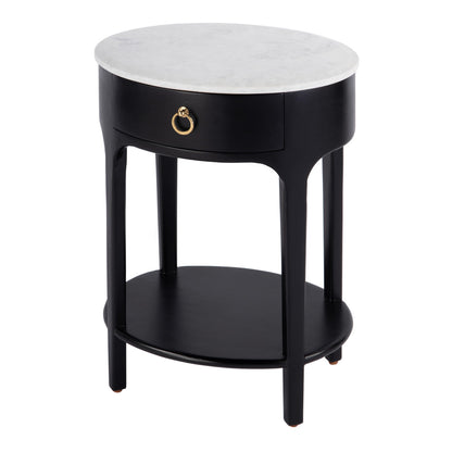 Butler Specialty Company - Ellen 18.25 in. W Oval Marble and Wood 1 Drawer Nightstand, Black - 5626295 view 1