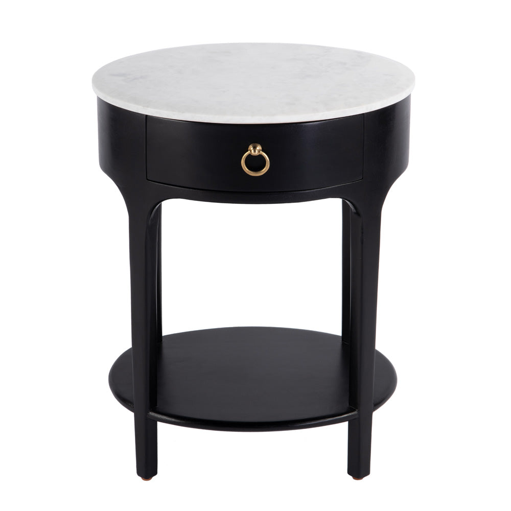Butler Specialty Company - Ellen 18.25 in. W Oval Marble and Wood 1 Drawer Nightstand, Black - 5626295 view 2