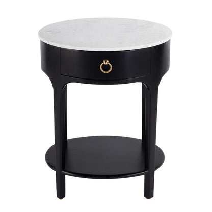 Butler Specialty Company - Ellen 18.25 in. W Oval Marble and Wood 1 Drawer Nightstand, Black - 5626295 view 2