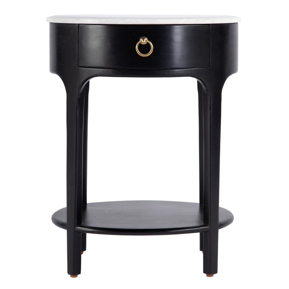 Butler Specialty Company - Ellen 18.25 in. W Oval Marble and Wood 1 Drawer Nightstand, Black - 5626295 view 3