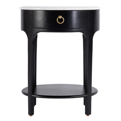 Butler Specialty Company - Ellen 18.25 in. W Oval Marble and Wood 1 Drawer Nightstand, Black - 5626295 view 3