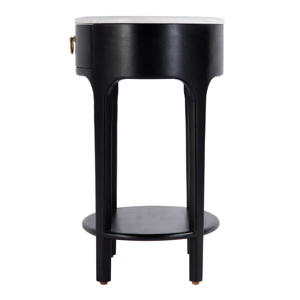 Butler Specialty Company - Ellen 18.25 in. W Oval Marble and Wood 1 Drawer Nightstand, Black - 5626295 view 4