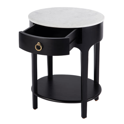 Butler Specialty Company - Ellen 18.25 in. W Oval Marble and Wood 1 Drawer Nightstand, Black - 5626295 view 5