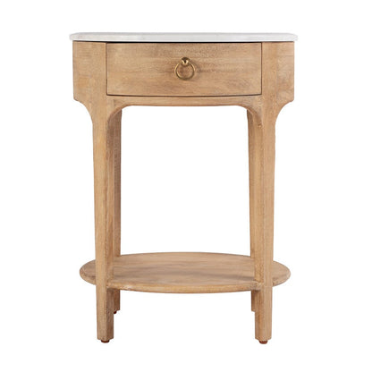 Butler Specialty Company - Ellen 18.25 in. W Oval Marble and Wood 1 Drawer Nightstand, Natural - 5626312 View 3