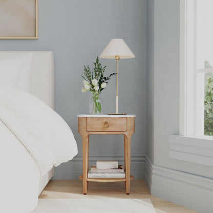 Butler Specialty Company - Ellen 18.25 in. W Oval Marble and Wood 1 Drawer Nightstand, Natural - 5626312 View 5