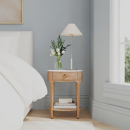 Butler Specialty Company - Ellen 18.25 in. W Oval Marble and Wood 1 Drawer Nightstand, Natural - 5626312 view 6